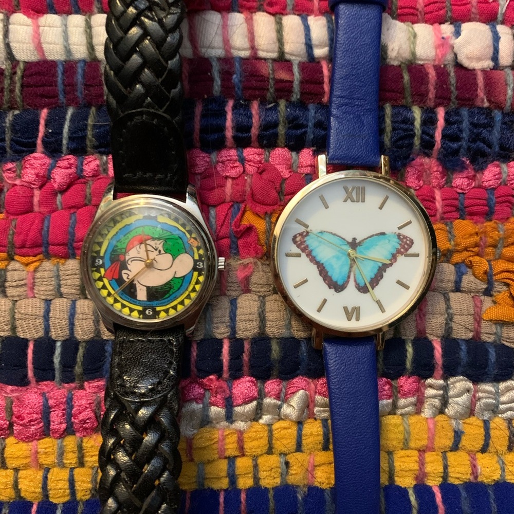 vintage watch set popeye and butterfly